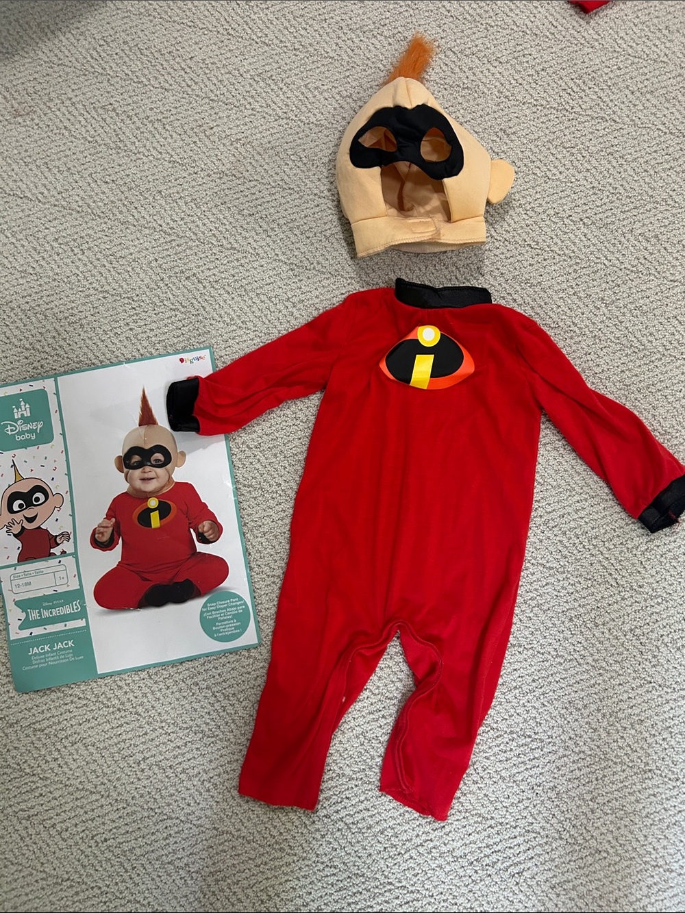 Disney Jack-Jack Red and Black Baby Costume with Mask